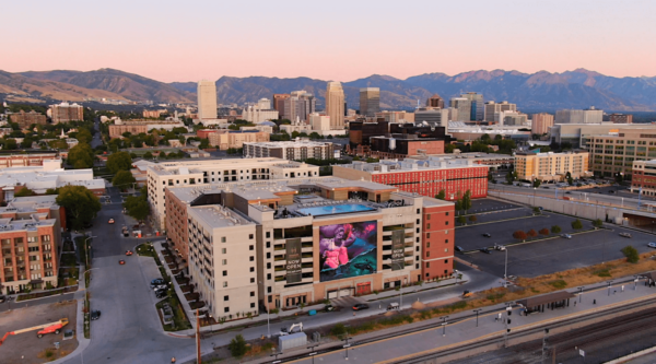 Aerial view of Hardware apartments in Utah.